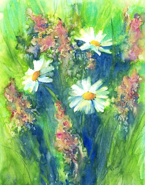 Wildflower meadow with daisies by Karen Kaspar