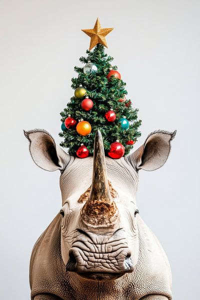 Rhinocéros de Noël par Poster Art Shop
