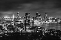 Rotterdamer Skyline über der Erasmus-Brücke bei Nacht
