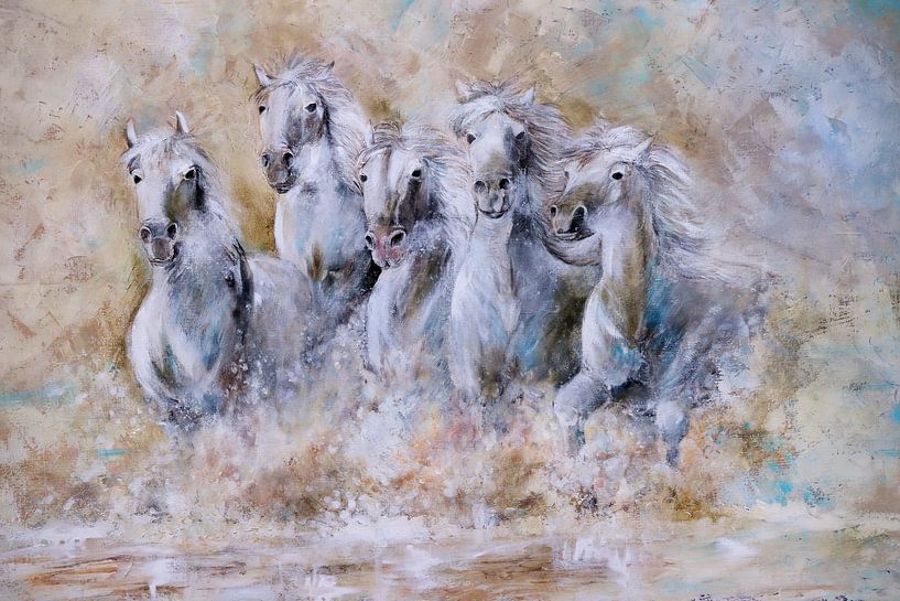 peinture &quot;chevaux blancs&quot;, &quot;chevaux blancs qui courent...&quot; par Els Fonteine