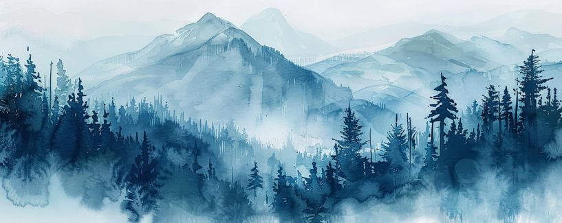 Aquarell Berglandschaft von ByNoukk