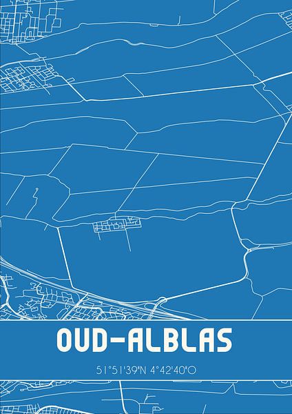 Blaupause | Karte | Oud-Alblas (Süd-Holland) von Ortsdrucke