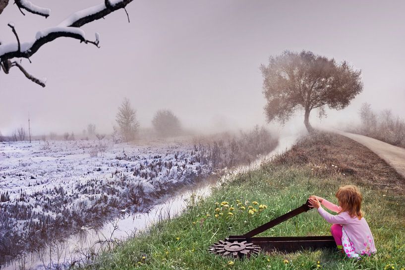Magisches Mädchen und Jahreszeiten: Bezaubernde Fotomanipulation der natürlichen Verwandlung von Elianne van Turennout