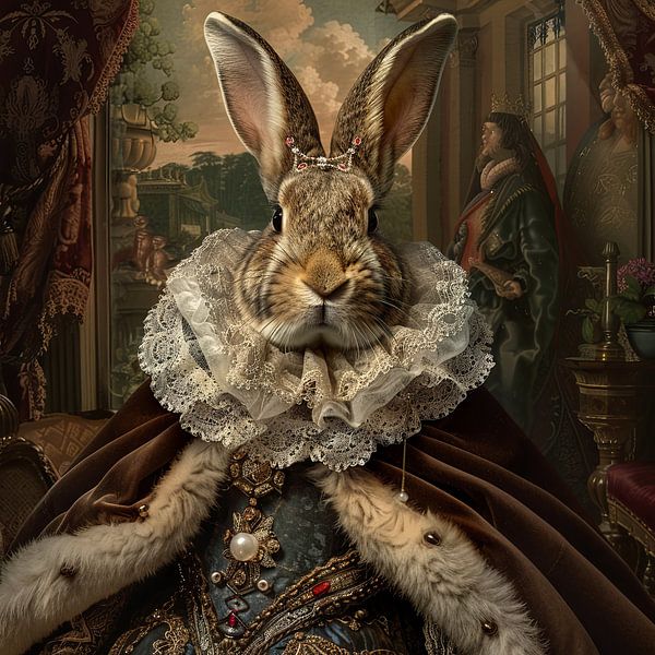 Königliches Kaninchen im barocken Stil von Poster Art Shop
