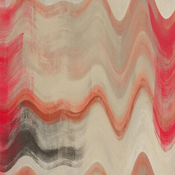 Abstracte kunst in retrostijl. Patroon in rood, terracotta, taupe, beige van Dina Dankers