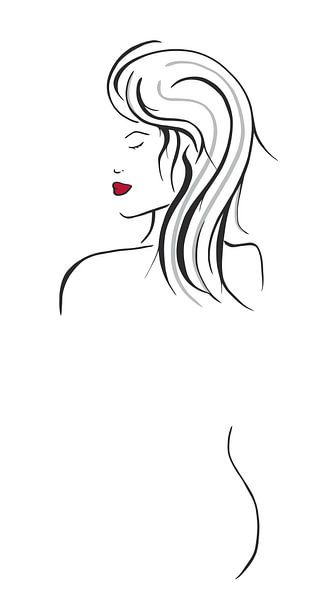 Silhouette du visage et du dos d'une jeune femme aux yeux fermés par Wandersti