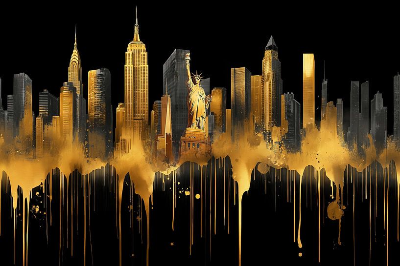 Goldene New York Skyline von ARTemberaubend