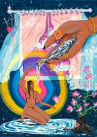 Abstrakte Illustration Mädchen im Raum