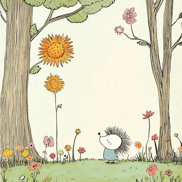 Ein Igel und die Sonnenblume von Karina Brouwer