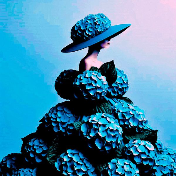 Dressed in blue hydrangeas. by Ineke de Rijk