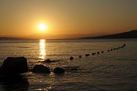 Coast in Croatia, Mediterranean bay, sunset