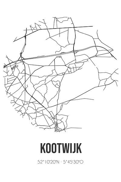 Kootwijk (Gelderland) | Karte | Schwarz und Weiß von Ortsdrucke