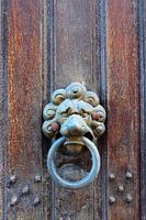 Voordeur met leeuwenkop.