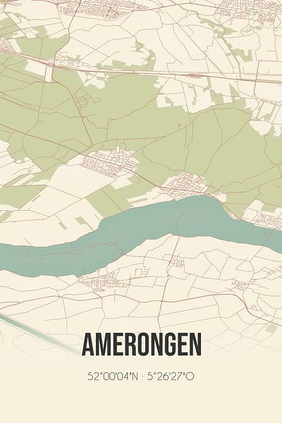 Vieille carte d'Amerongen (Utrecht) par Affiches de lieux