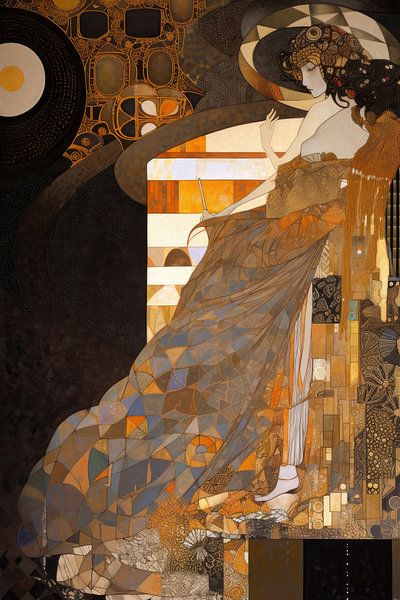 Weibliches Meisterwerk aus Bronze mit Mosaik und Pointillismus von Digitale Schilderijen