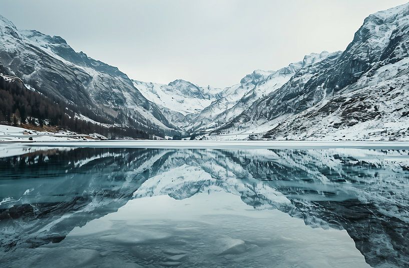 Bergsee im Winter von fernlichtsicht