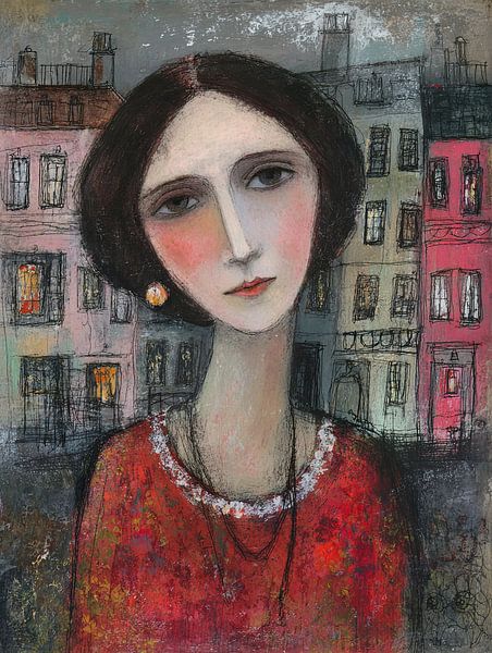 Frankreich | Buntes Stadtleben von Abstraktes Gemälde