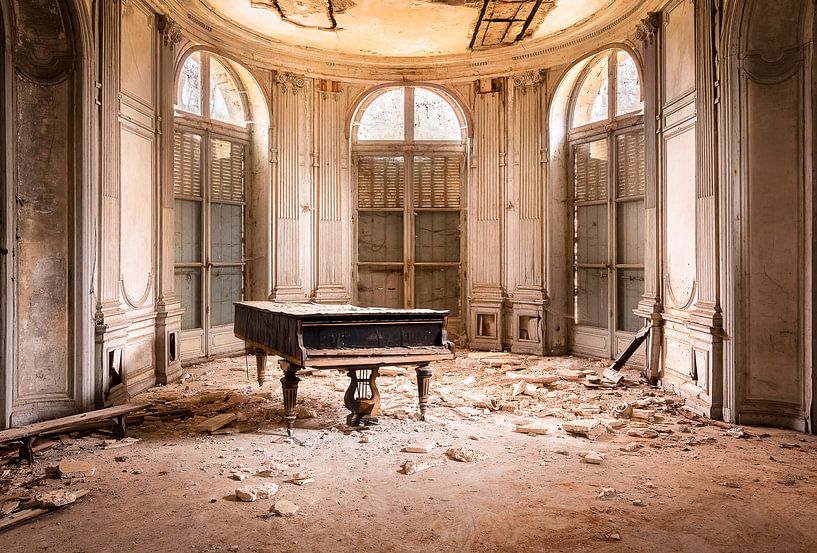 Piano in Abandoned Castle. by Roman Robroek - Photos of Abandoned Buildings