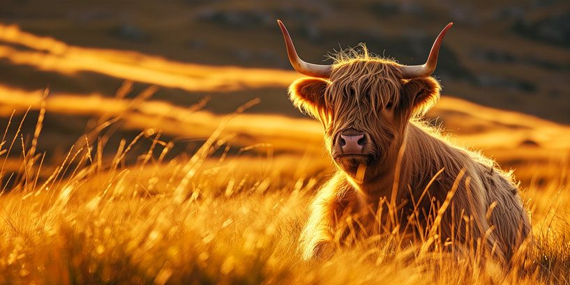 Schottischer Highlander in Friesland von Vlindertuin-Art