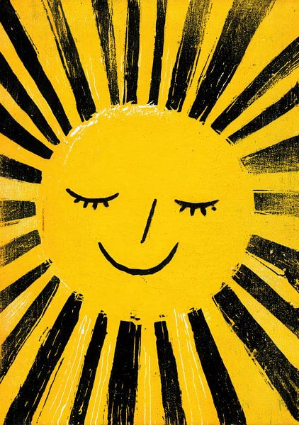 Smiling sun yellow black by Niklas Maximilian