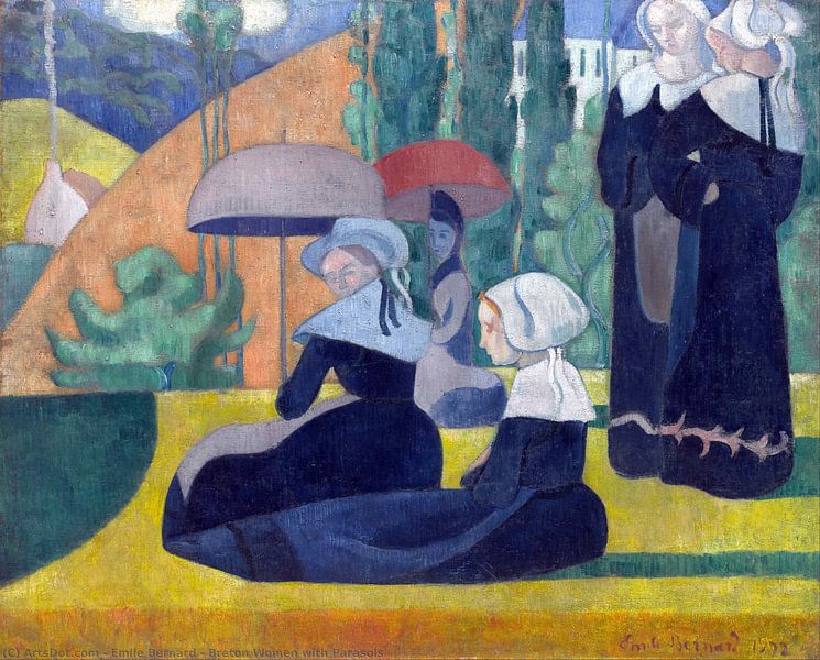 Émile Bernard, Bretonische Frauen mit Sonnenschirmen von Atelier Liesjes