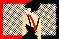 Pin up popart portret zwart rood