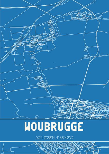 Blaupause | Karte | Woubrugge (Südholland) von Ortsdrucke