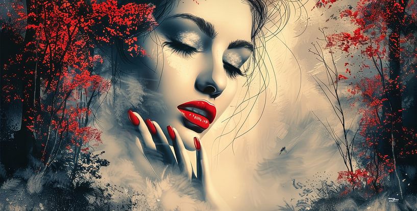 Abstraktes Vintage-Frauengesicht von Gelissen Artworks