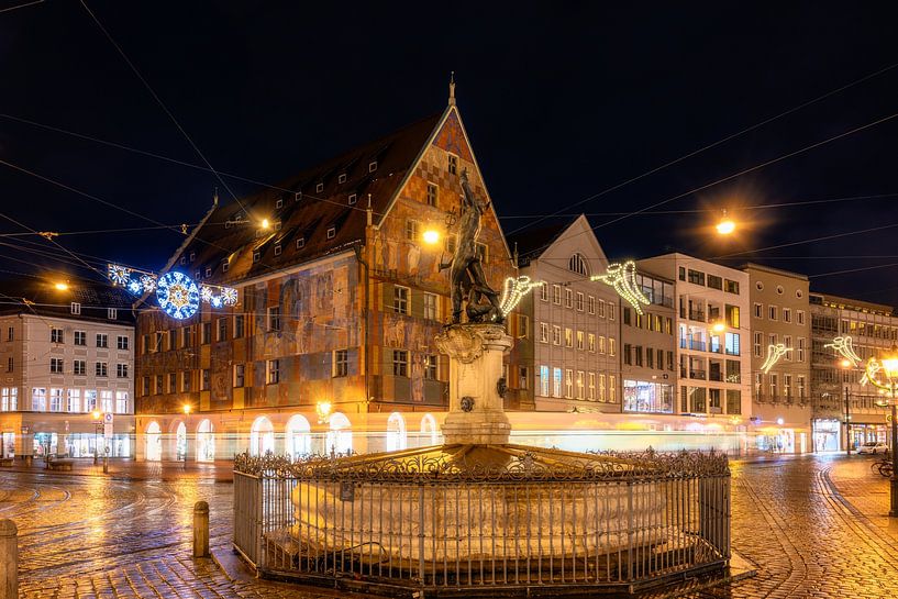 Augsburg bei Nacht mit Weihnachstbeleuchtung von ManfredFotos