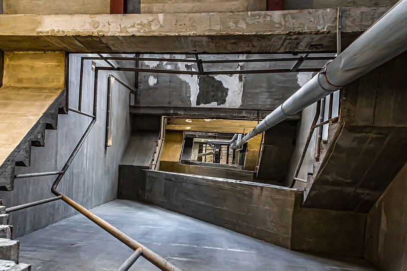 Urban photo stairwell old silo. by Nico Boersma