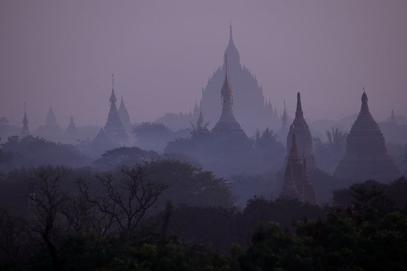 The temples of Bagan in Myanmar at sunset by Roland Brack