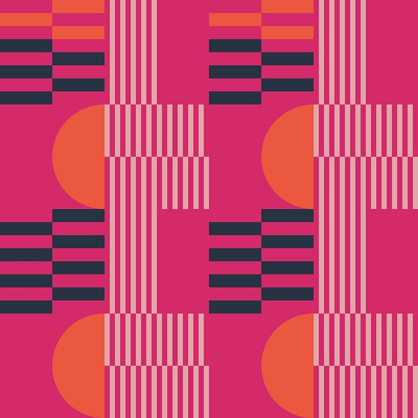 Retro Abstract in Roze &amp; Oranje van Dina Dankers