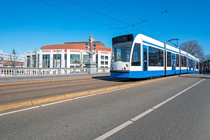 Paysage urbain d'Amsterdam sur le Blauwbrug par Eye on You