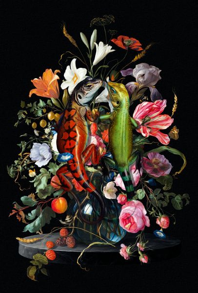 About Lizzards in Still Lifes von Marja van den Hurk