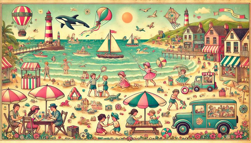 Vintage beach by Little Swans Studio