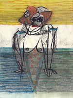 Femme avec une robe à pois