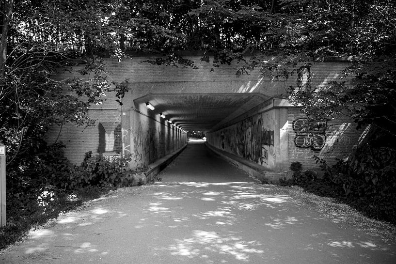 Tunnel in Zwart wit van Andy Staelens