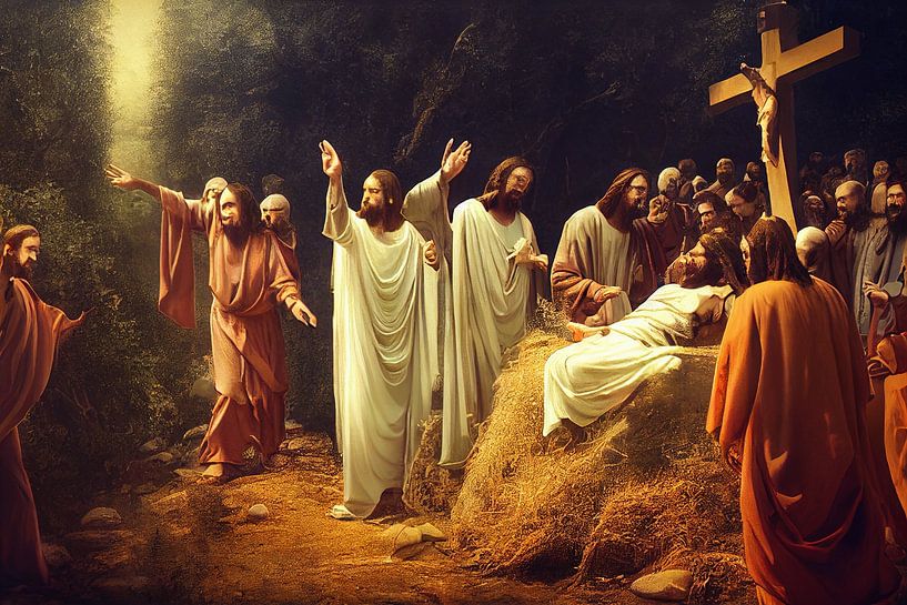 Opstanding van Jezus. Christelijk Pasen, schilderij -kunstillustratie van Animaflora PicsStock