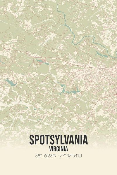 Alte Karte von Spotsylvania (Virginia), USA. von Ortsdrucke