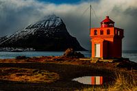 Orange lighthouse in Iceland