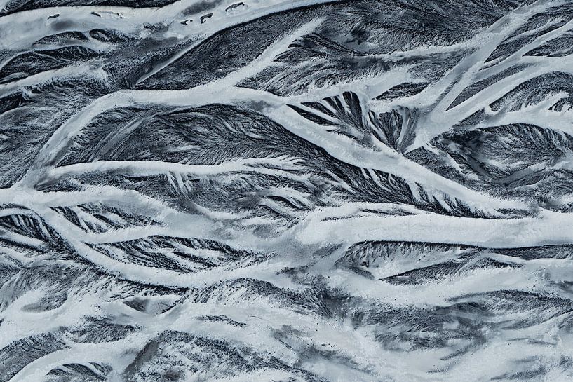 Abstract Aerial View of Frozen River Patterns in Iceland by Arda Acar