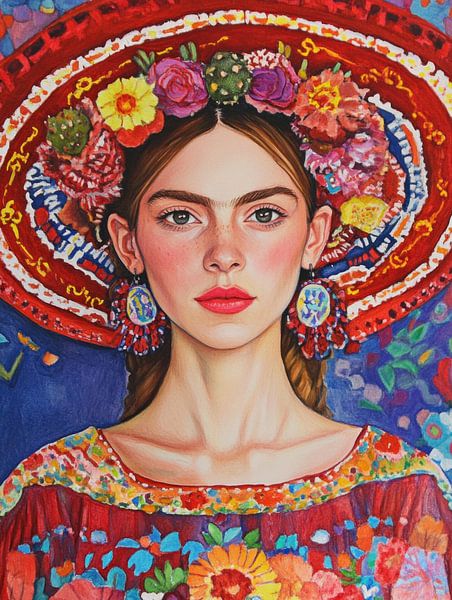 Frau in mexikanischer Kleidung von Franka Poulain