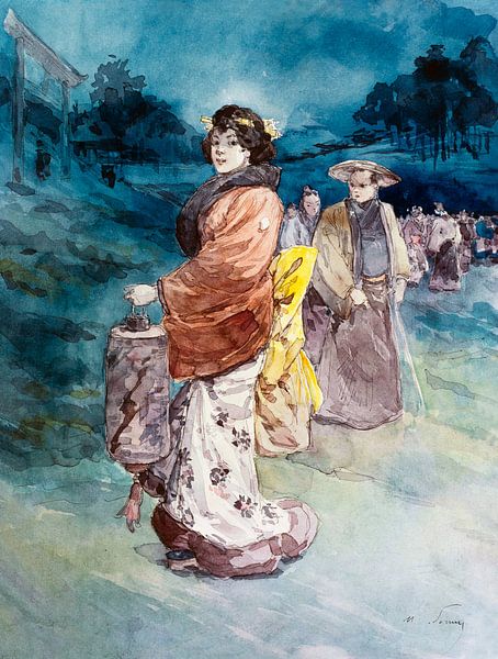 Prozession von Figuren in japanischer Tracht, Henry Somm von Meisterhafte Meister