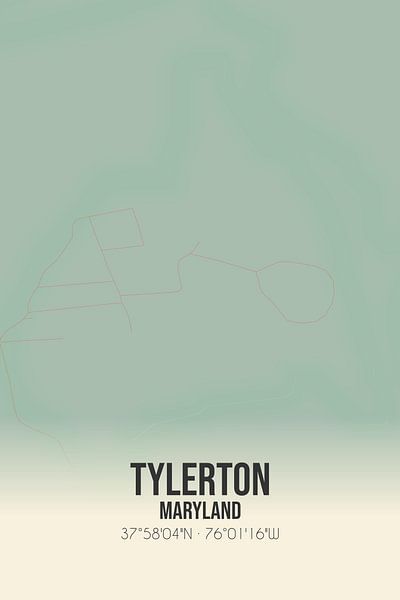 Vintage map of Tylerton (Maryland), USA. by Prints of Place