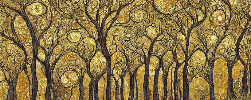 Ein verwunschener Wald im Stil von Gustav Klimt von Whale & Sons