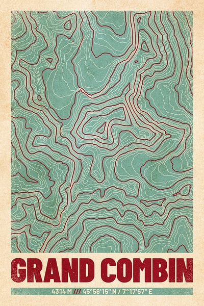 Grand Combin | Landkarte Topografie (Retro) von ViaMapia