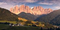 Dolomiten Val di Funes Panorama Sonnenuntergang