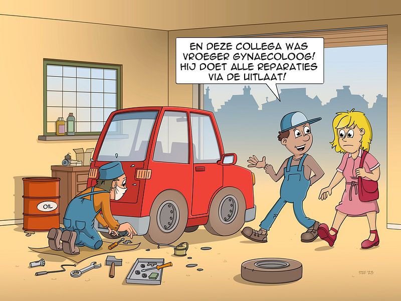 Cartoon; dieser Kollege war früher Gynäkologe von Galerie Ringoot