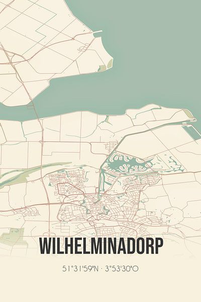Alte Karte von Wilhelminadorp (Zeeland) von Ortsdrucke