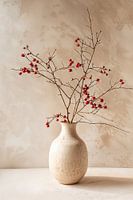 Antique Vase with Red Berry Branches
